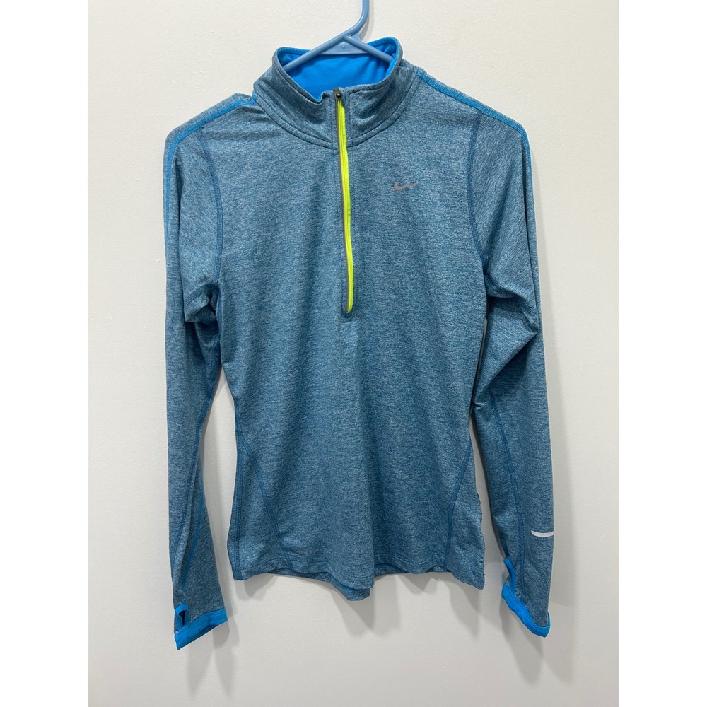 Nike Element Half Zip Running 1/4 Zip Pullover Women XS Blue‎ Dri-FIT Thumbholes
